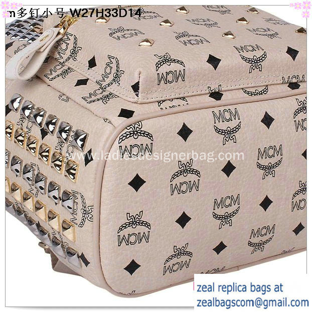 High Quality Replica MCM Small Stark Front Studs Backpack MC4237S Beige - Click Image to Close